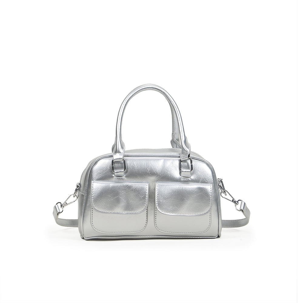 Fashionable multi-pocket design handbag, simple solid color shoulder messenger bag