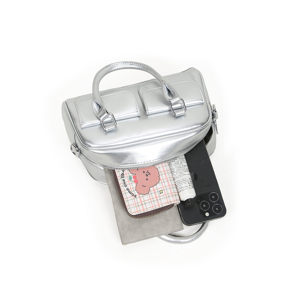 Fashionable multi-pocket design handbag, simple solid color shoulder messenger bag