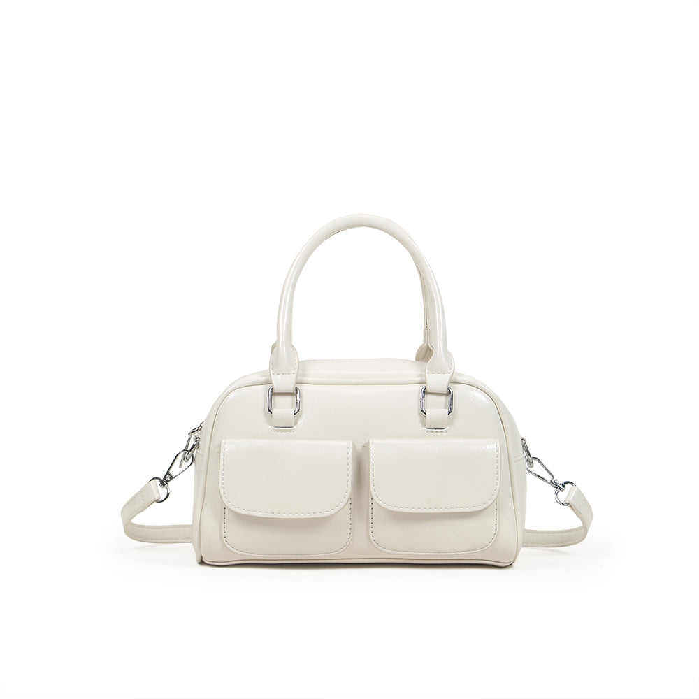 Fashionable multi-pocket design handbag, simple solid color shoulder messenger bag