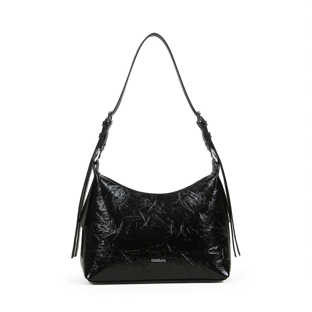 Fashionable and versatile large-capacity bag, PU soft leather pleated texture design, crossbody shoulder bag.