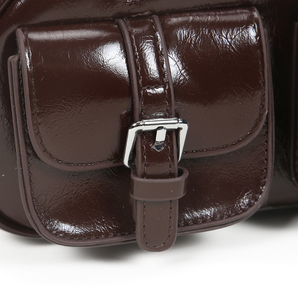 Fashionable solid color handbag, new style trendy multi-pocket design versatile commuter messenger bag