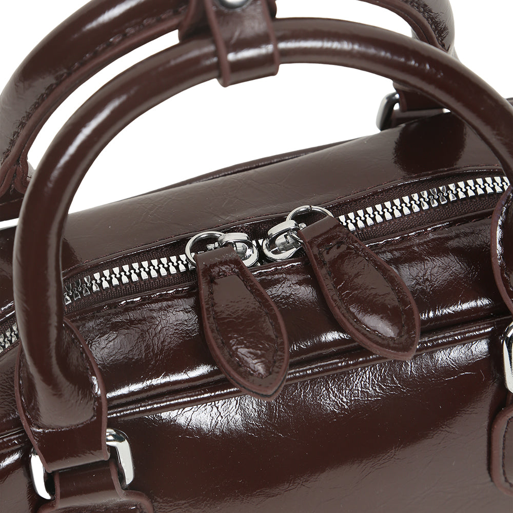 High-grade shiny PU leather bag, fashionable all-match handbag, solid color casual shoulder messenger bag