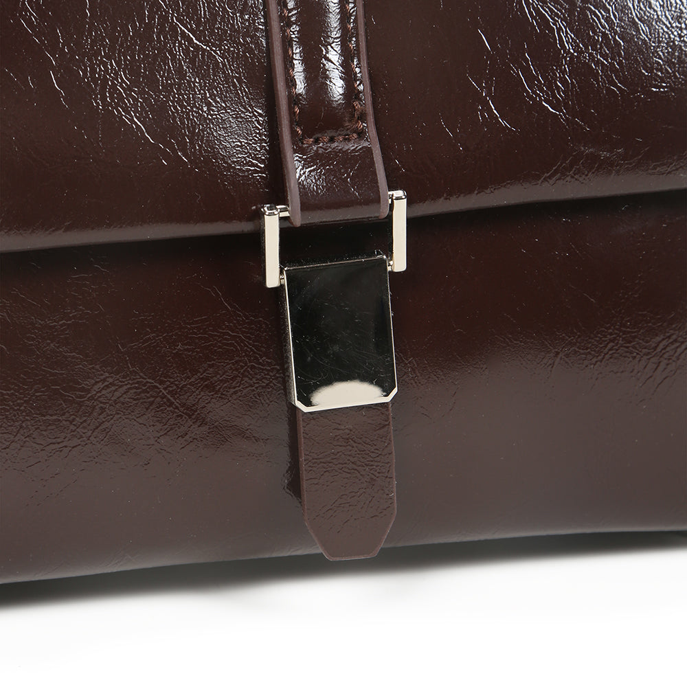 Fashionable high-end shiny shoulder bag for women, casual solid color versatile commuter messenger bag