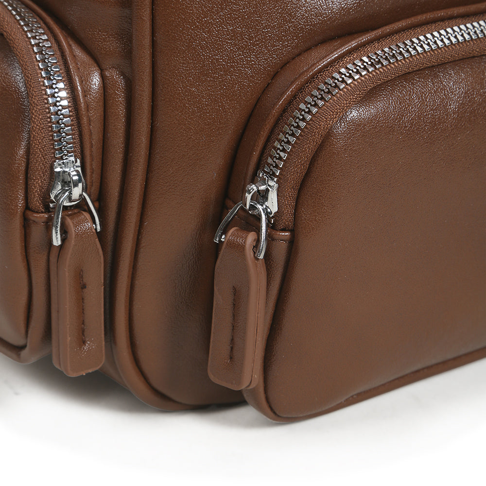 New retro solid color PU leather hand-held bowling bag, versatile commuter underarm bag, fashionable and casual large capacity women's bag