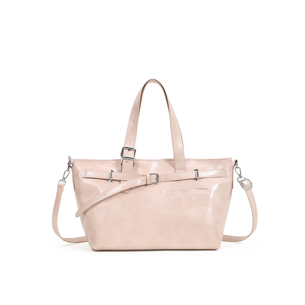 New casual PU leather tote bag, versatile commuter messenger bag, multifunctional large-capacity handbag