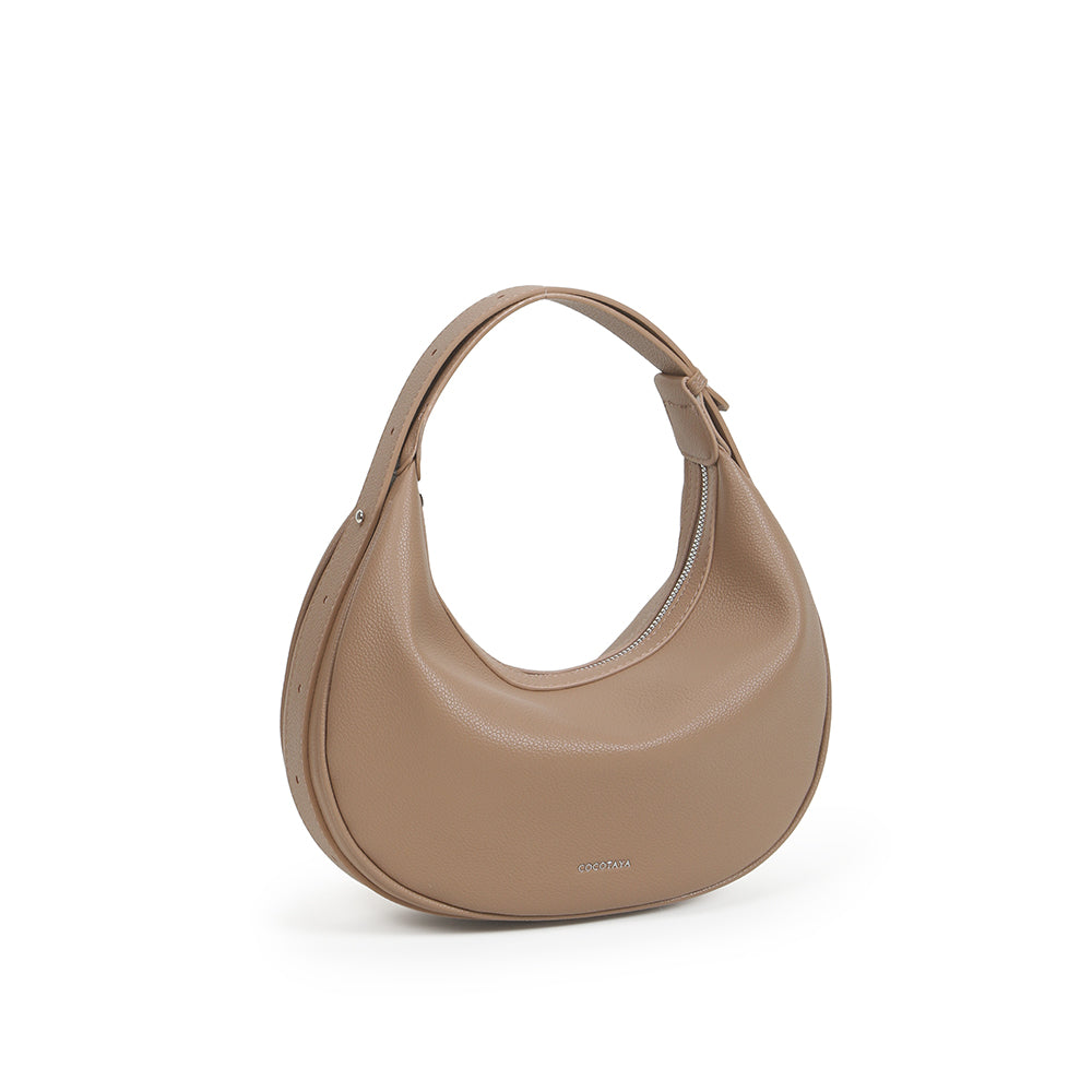 New PU leather half-moon bag, adjustable shoulder strap, versatile hand-held messenger shoulder bag, trendy crescent dumpling bag