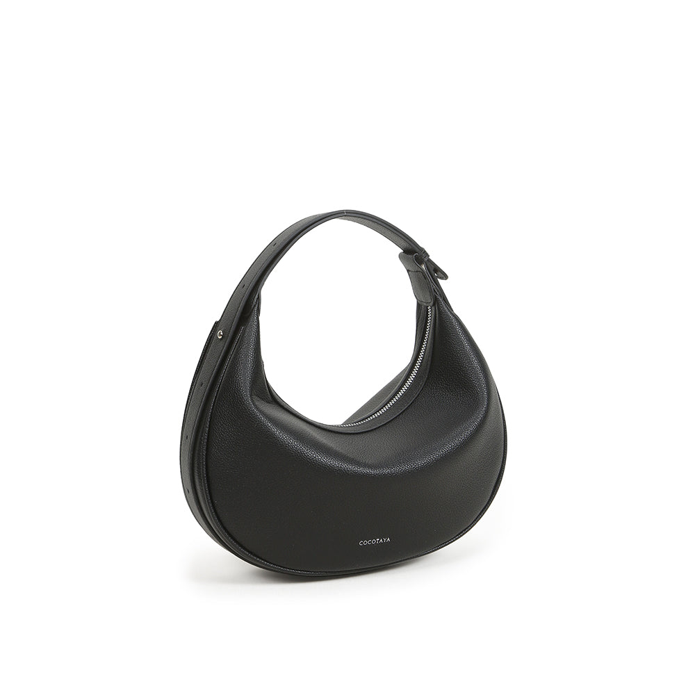 New PU leather half-moon bag, adjustable shoulder strap, versatile hand-held messenger shoulder bag, trendy crescent dumpling bag