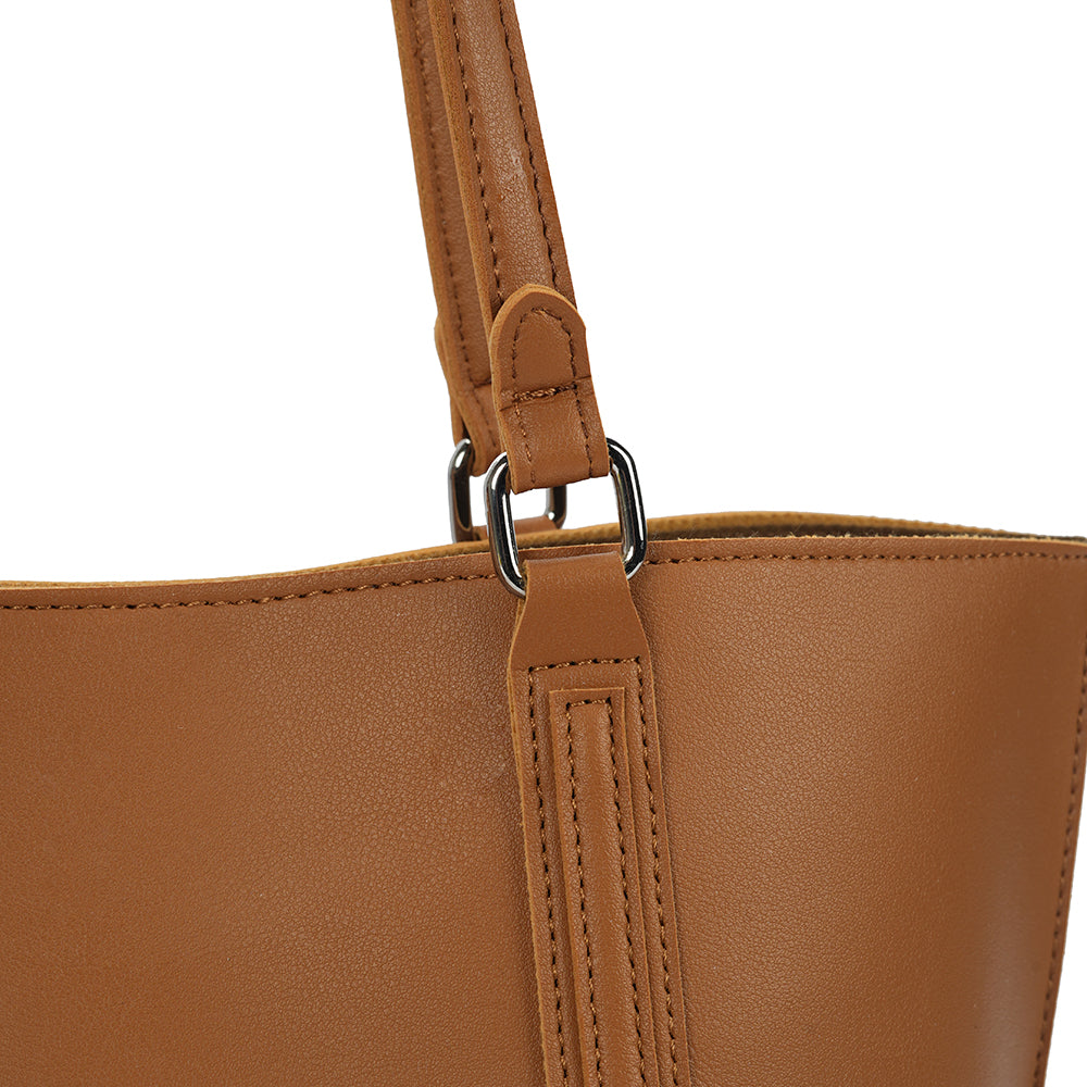 (COCOTAYA)Trendy leather commuter handbag with large capacity and charm