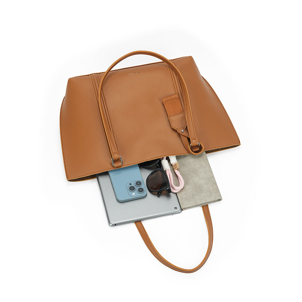 (COCOTAYA)Trendy leather commuter handbag with large capacity and charm