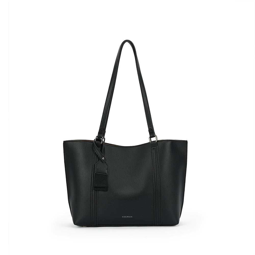 (COCOTAYA)Trendy leather commuter handbag with large capacity and charm
