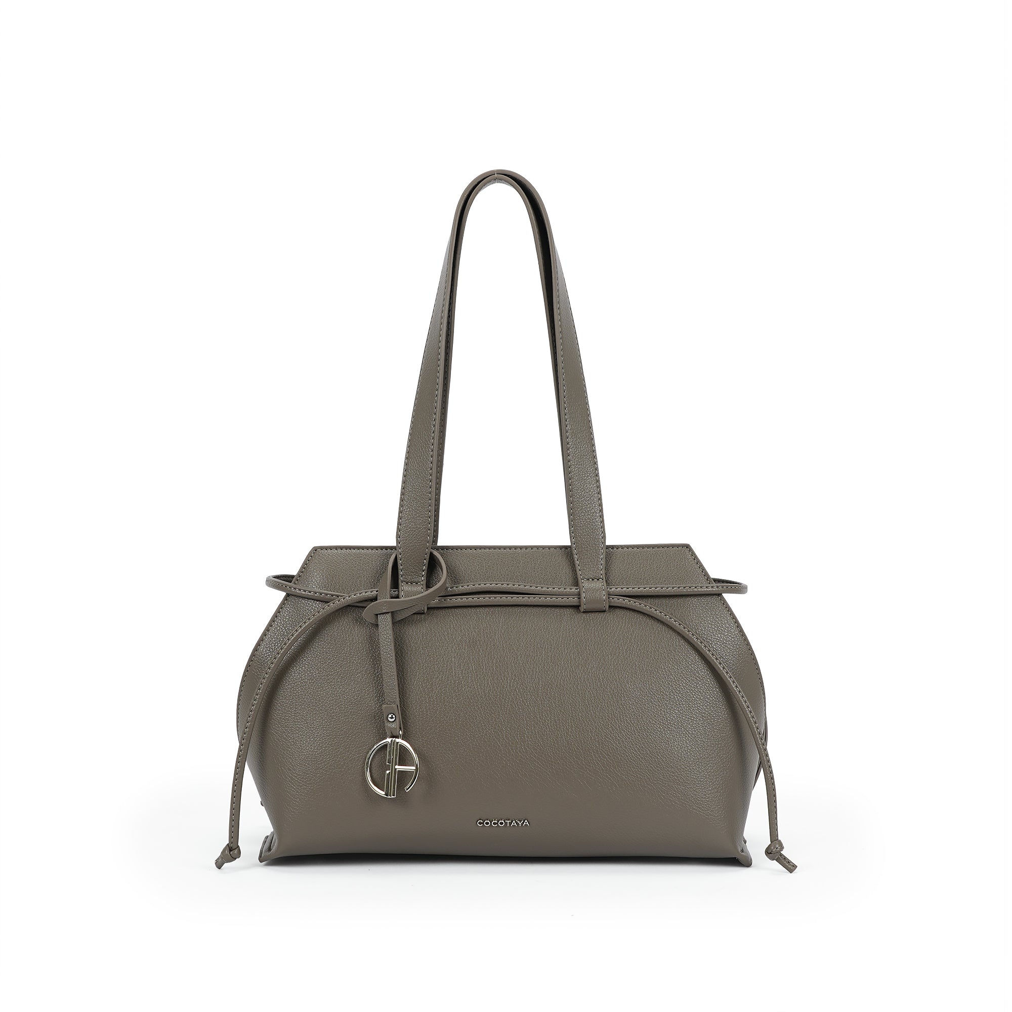 （cocotaya）Tate Tote Bag Elegant Drawstring Top Handle Tote Bag, Premium Leather Commuter Purse