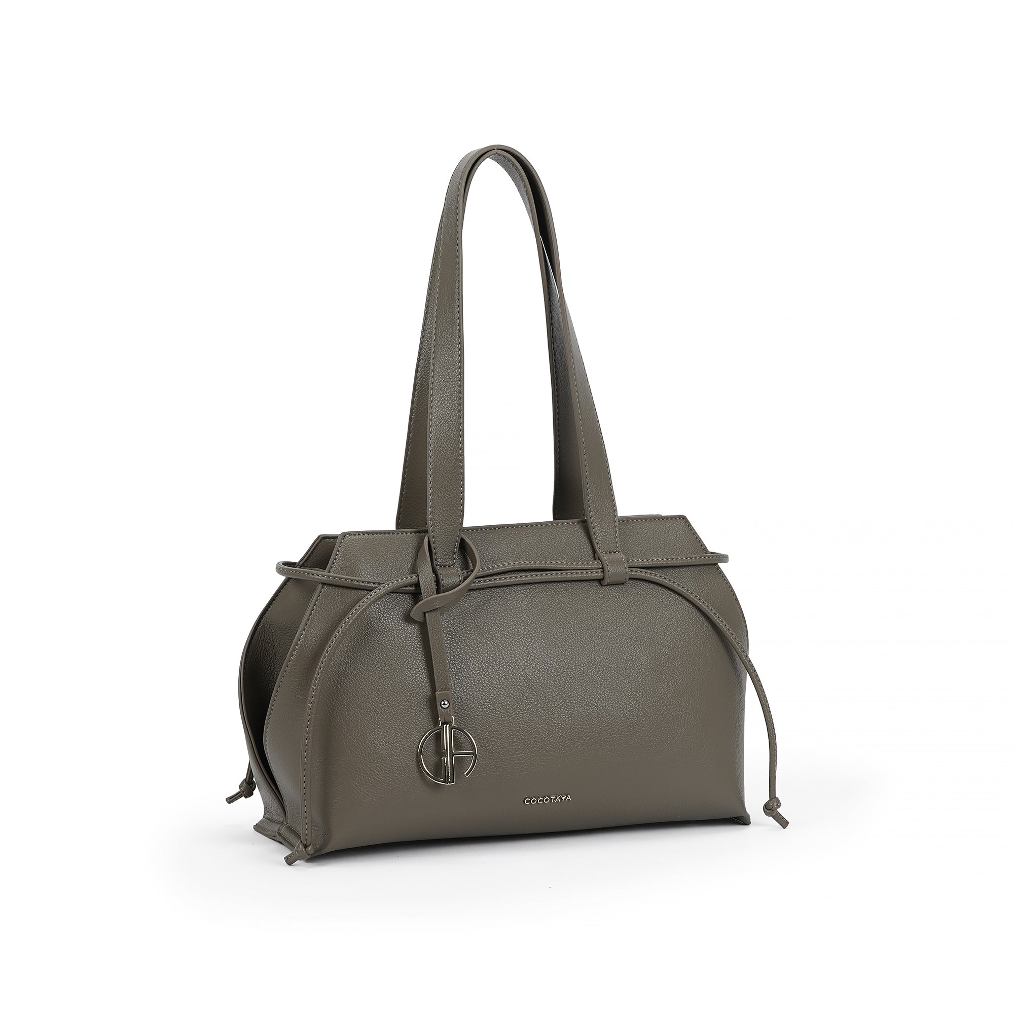 （cocotaya）Tate Tote Bag Elegant Drawstring Top Handle Tote Bag, Premium Leather Commuter Purse