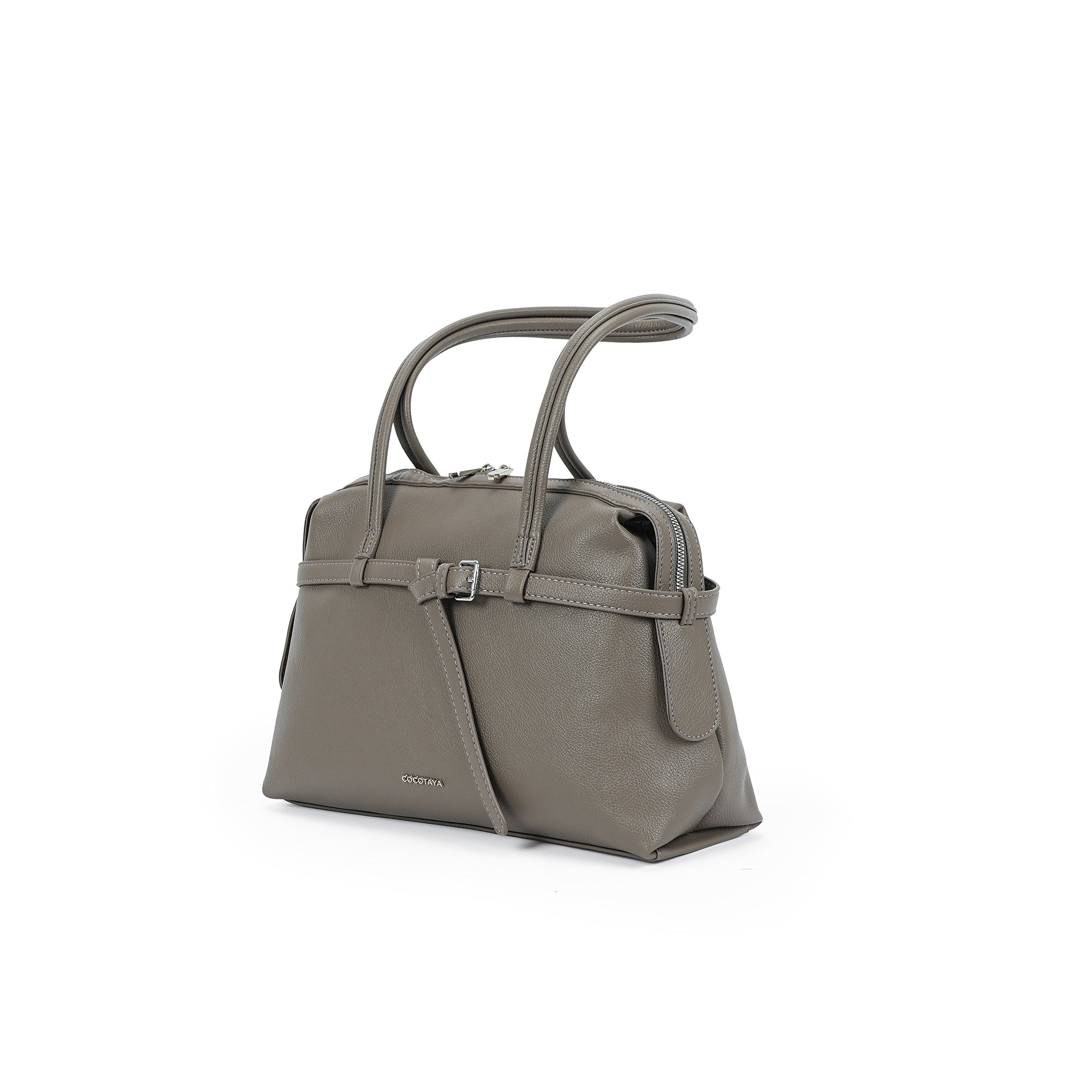 （cocotaya）Clara Belted Minimalist PU leather shoulder bag handbag, large capacity commuter bag