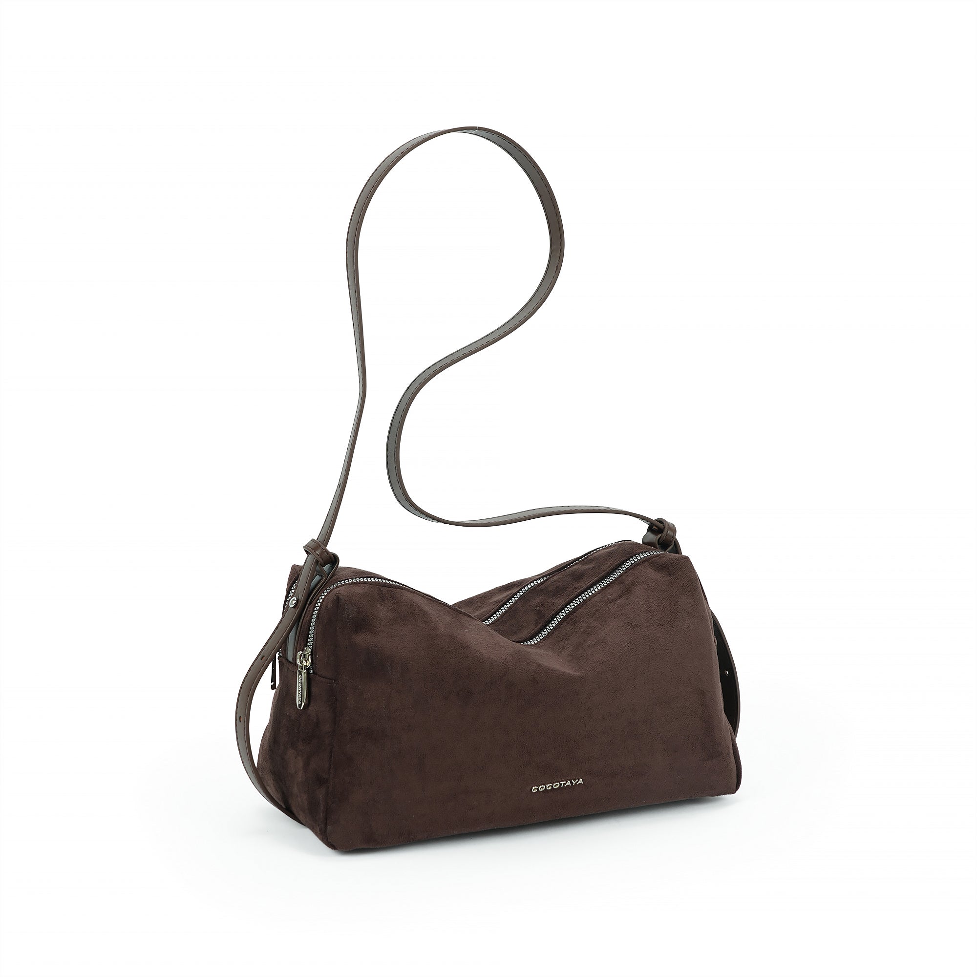 （cocotaya）Minimalist dark brown shoulder bag with adjustable thin shoulder strap