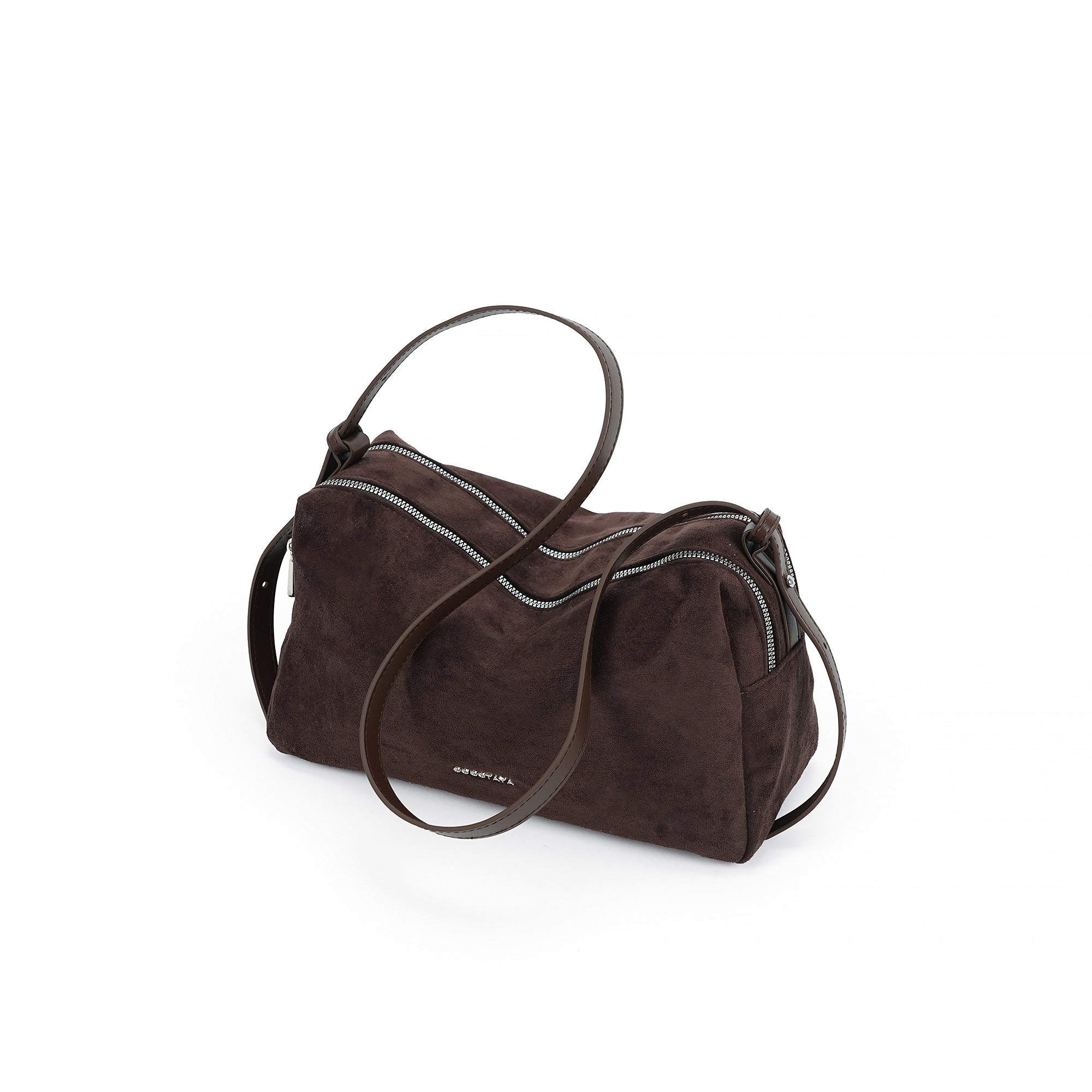 （cocotaya）Minimalist dark brown shoulder bag with adjustable thin shoulder strap