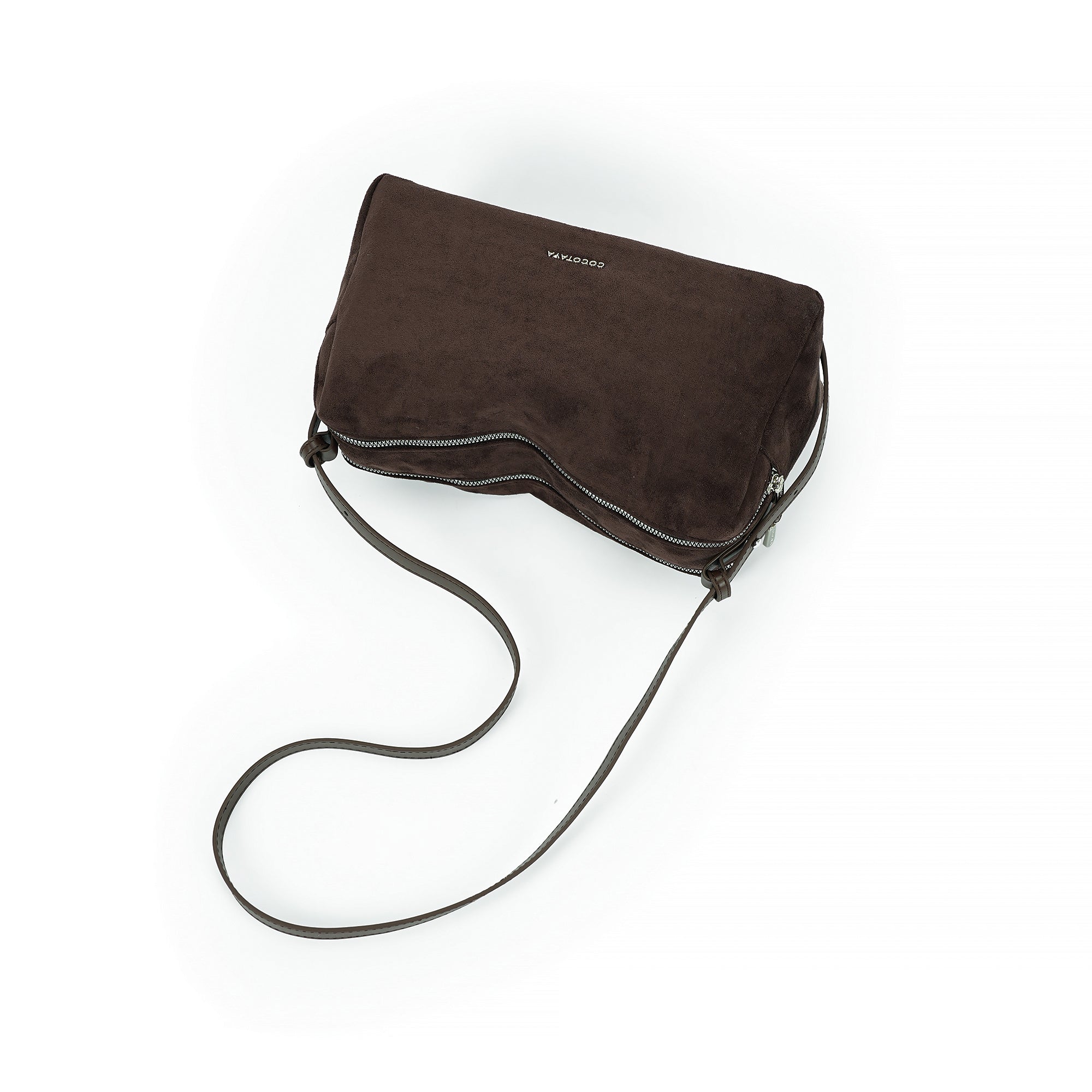 （cocotaya）Minimalist dark brown shoulder bag with adjustable thin shoulder strap