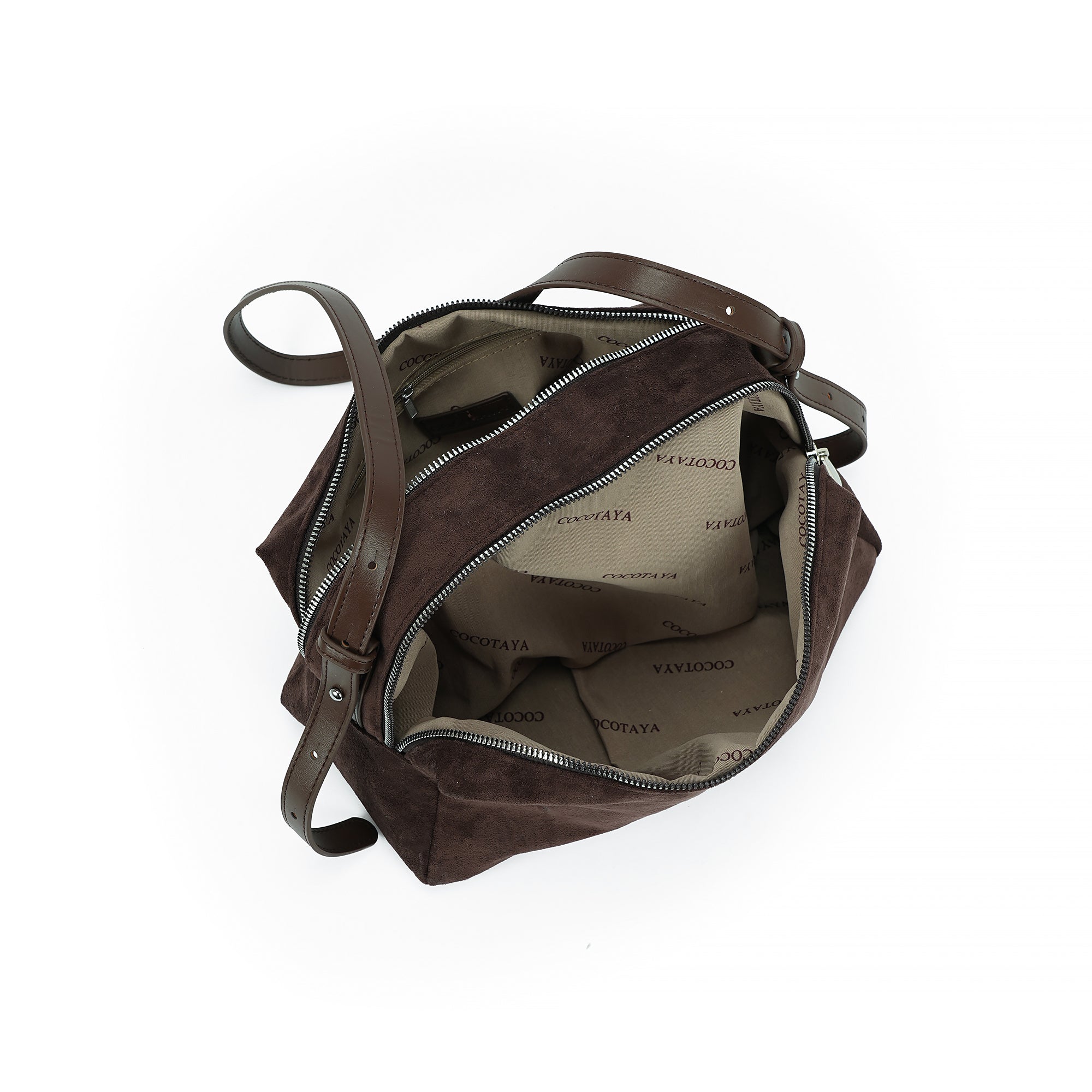（cocotaya）Minimalist dark brown shoulder bag with adjustable thin shoulder strap