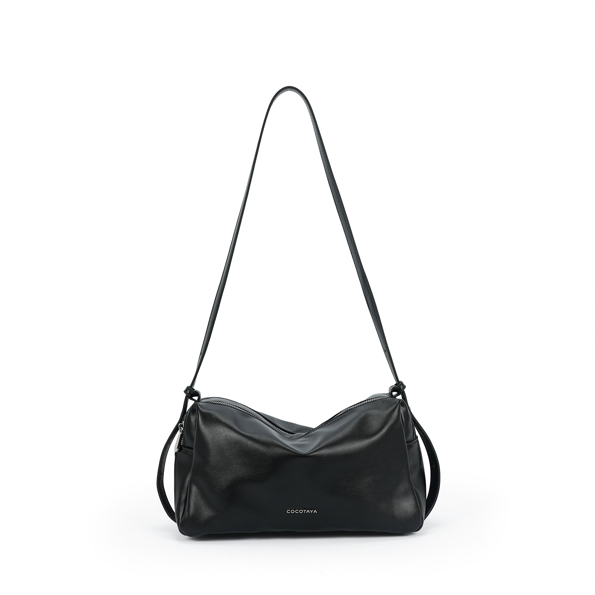 （cocotaya）Minimalist dark brown shoulder bag with adjustable thin shoulder strap