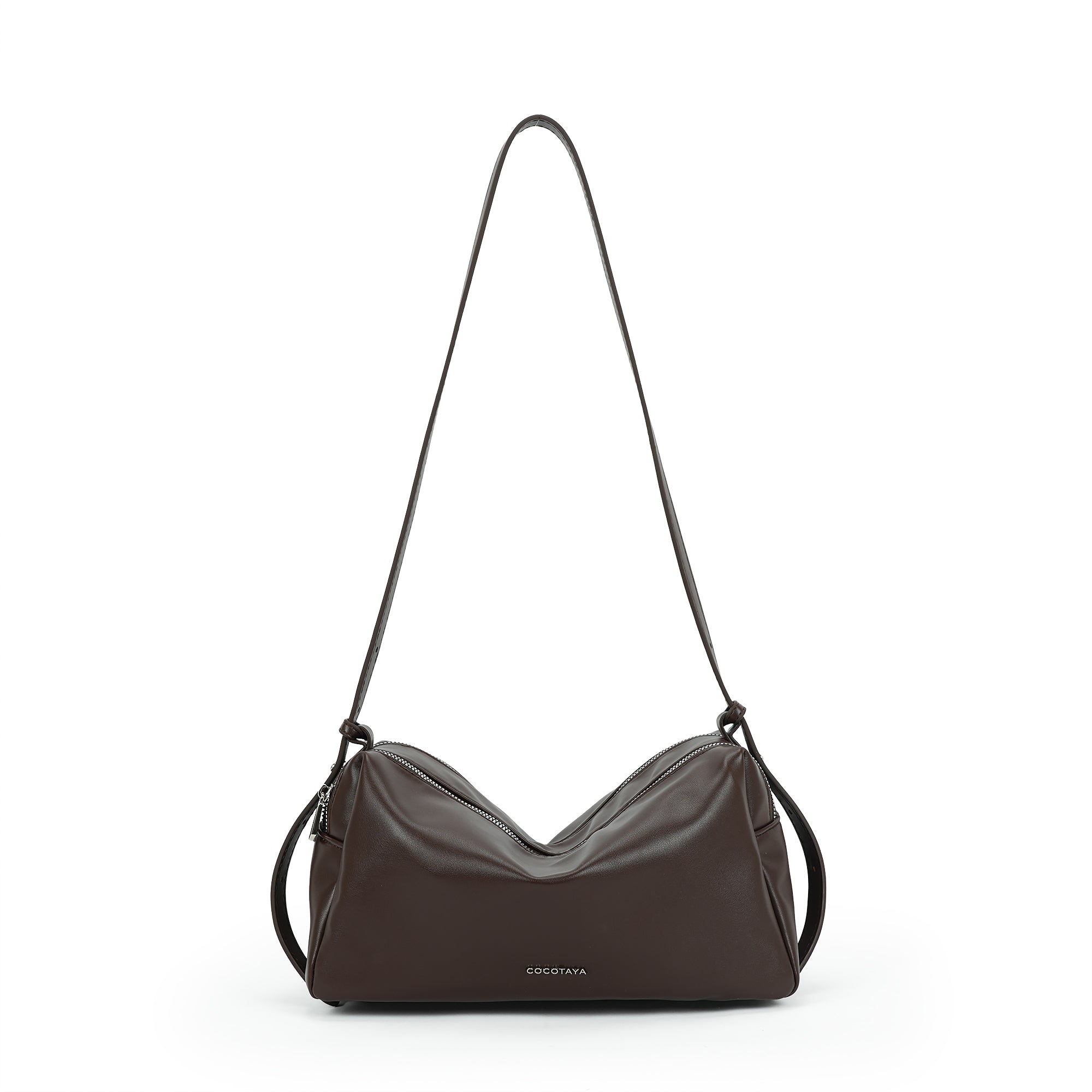 （cocotaya）Minimalist dark brown shoulder bag with adjustable thin shoulder strap