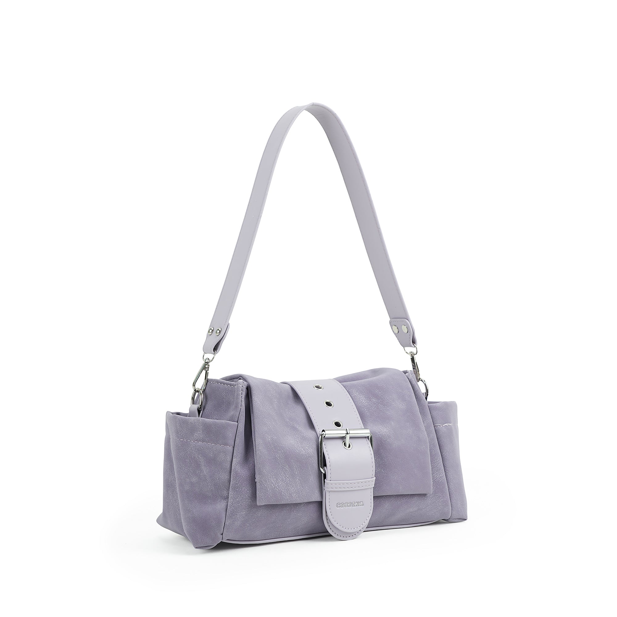 （cocotaya）Women Adjustable Strap Buckle Shoulder Crossbody Bag Multi Pocket Daily Casual Purse
