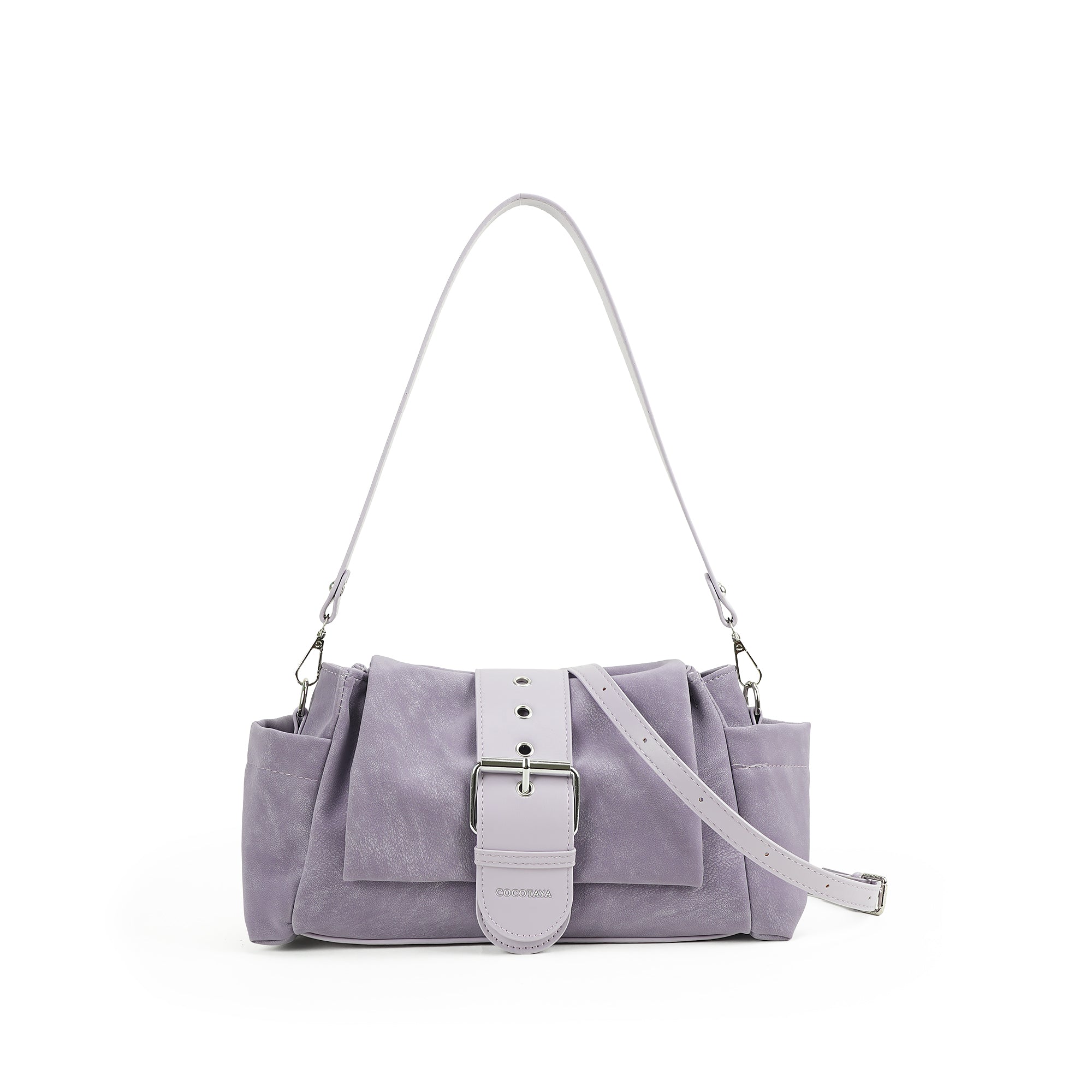 （cocotaya）Women Adjustable Strap Buckle Shoulder Crossbody Bag Multi Pocket Daily Casual Purse