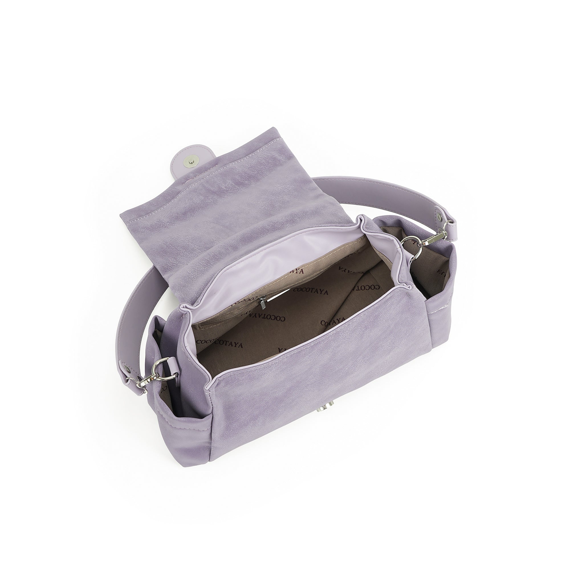 （cocotaya）Women Adjustable Strap Buckle Shoulder Crossbody Bag Multi Pocket Daily Casual Purse