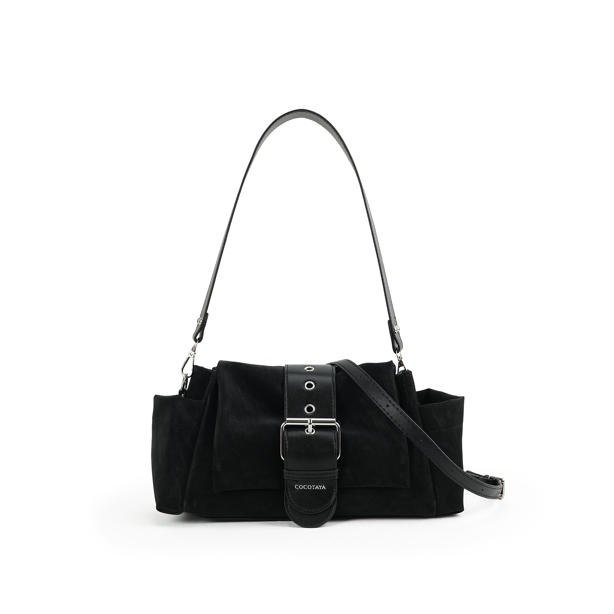 （cocotaya）Women Adjustable Strap Buckle Shoulder Crossbody Bag Multi Pocket Daily Casual Purse