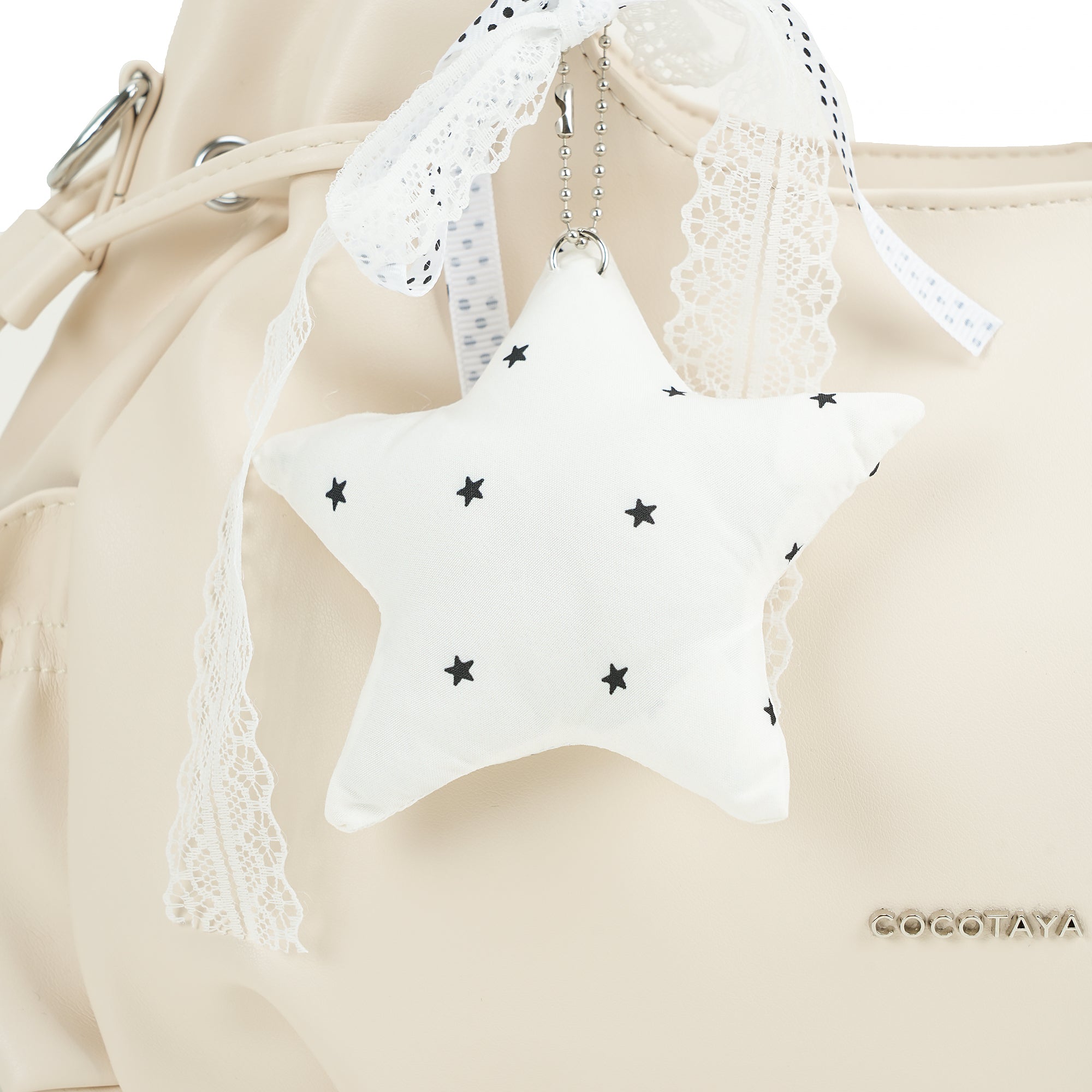 （cocotaya）Women Cute Drawstring Tote Bag With Star Charm Adjustable Crossbody Shoulder Handbag