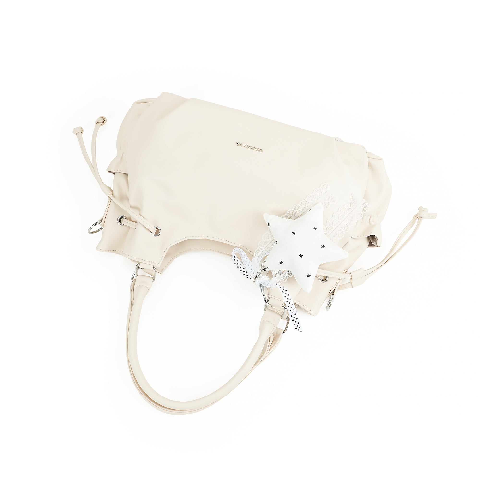 （cocotaya）Women Cute Drawstring Tote Bag With Star Charm Adjustable Crossbody Shoulder Handbag