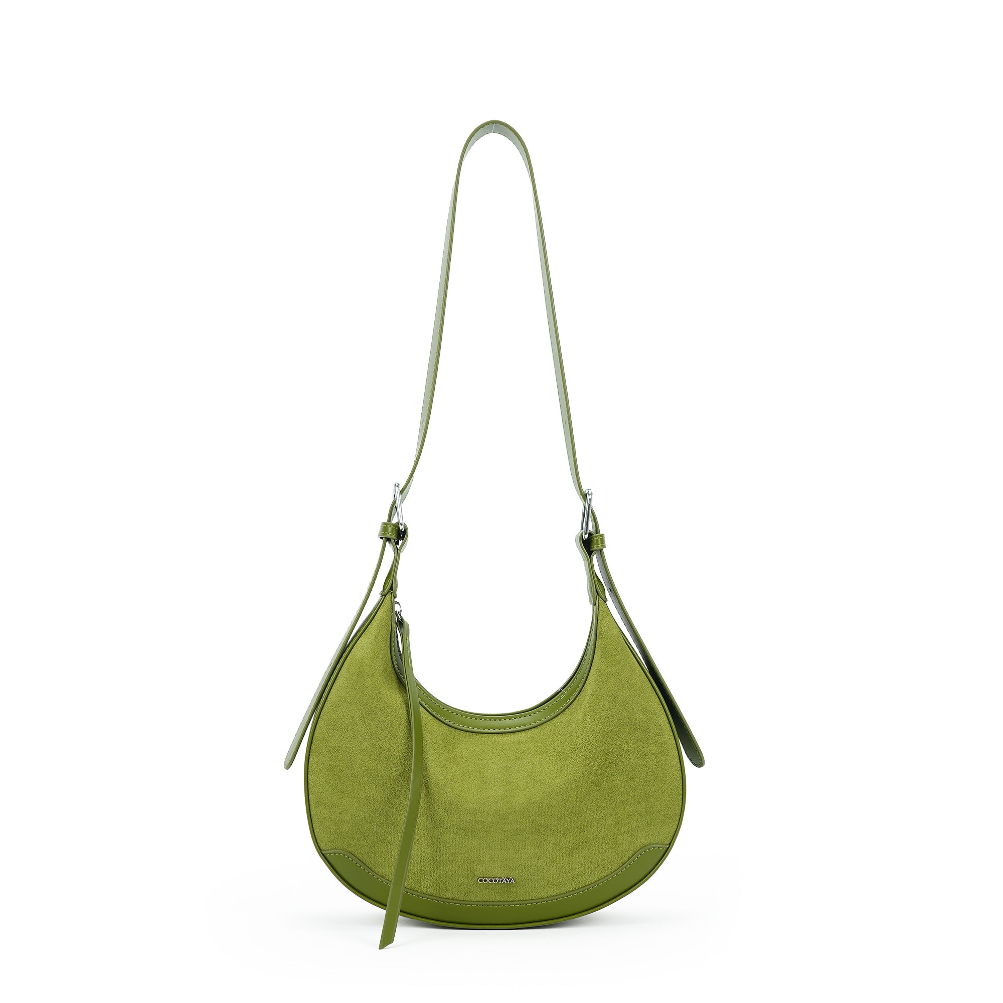 （cocotaya）CocoaHush Bag  Minimalist Suede Crescent Hobo Bag, Office Commuter Crossbody Purse