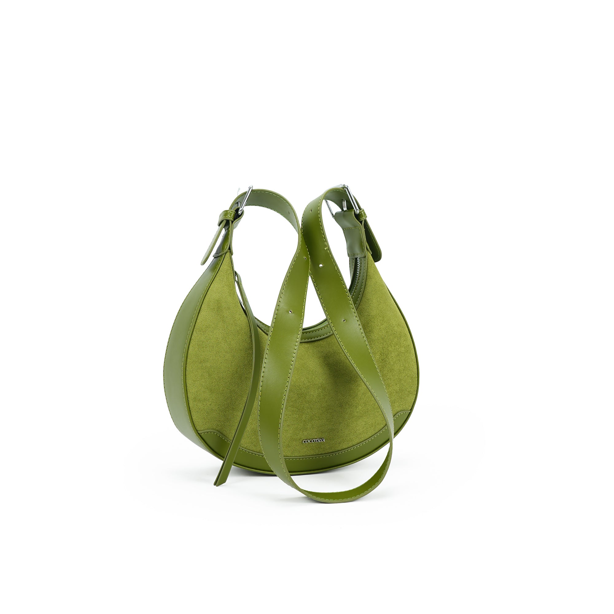 （cocotaya）CocoaHush Bag  Minimalist Suede Crescent Hobo Bag, Office Commuter Crossbody Purse