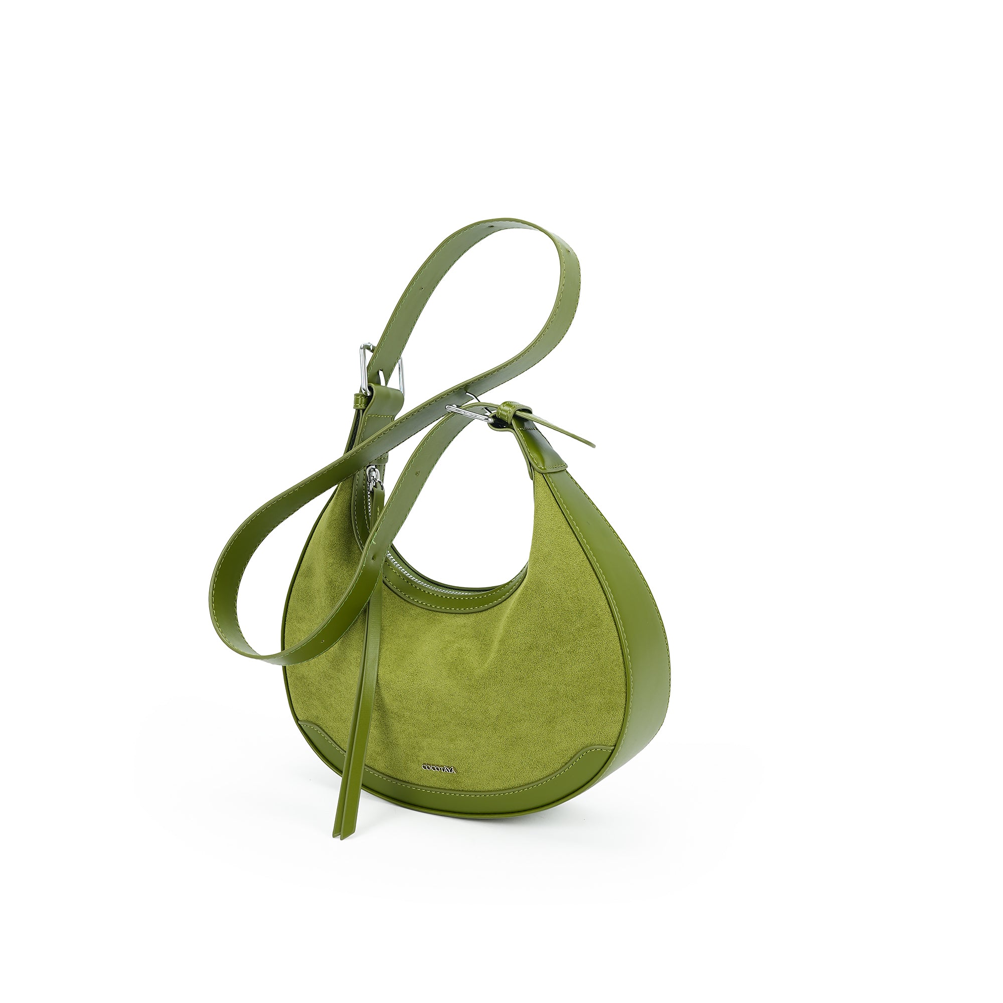 （cocotaya）CocoaHush Bag  Minimalist Suede Crescent Hobo Bag, Office Commuter Crossbody Purse