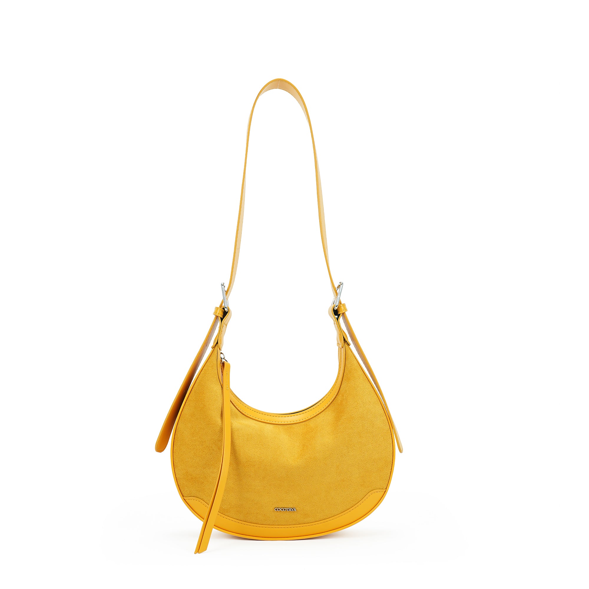 （cocotaya）CocoaHush Bag  Minimalist Suede Crescent Hobo Bag, Office Commuter Crossbody Purse