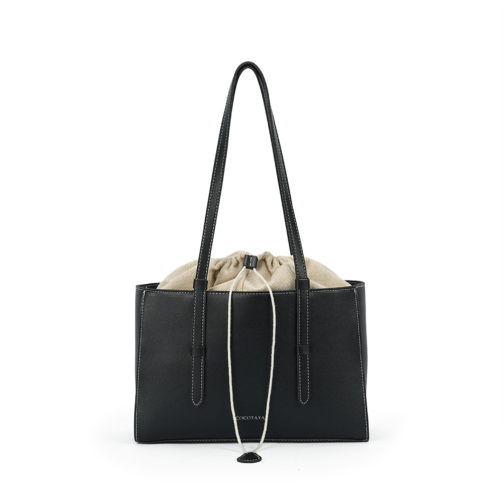 (COCOTAYA)Simple handbag with large capacity drawstring tote bag