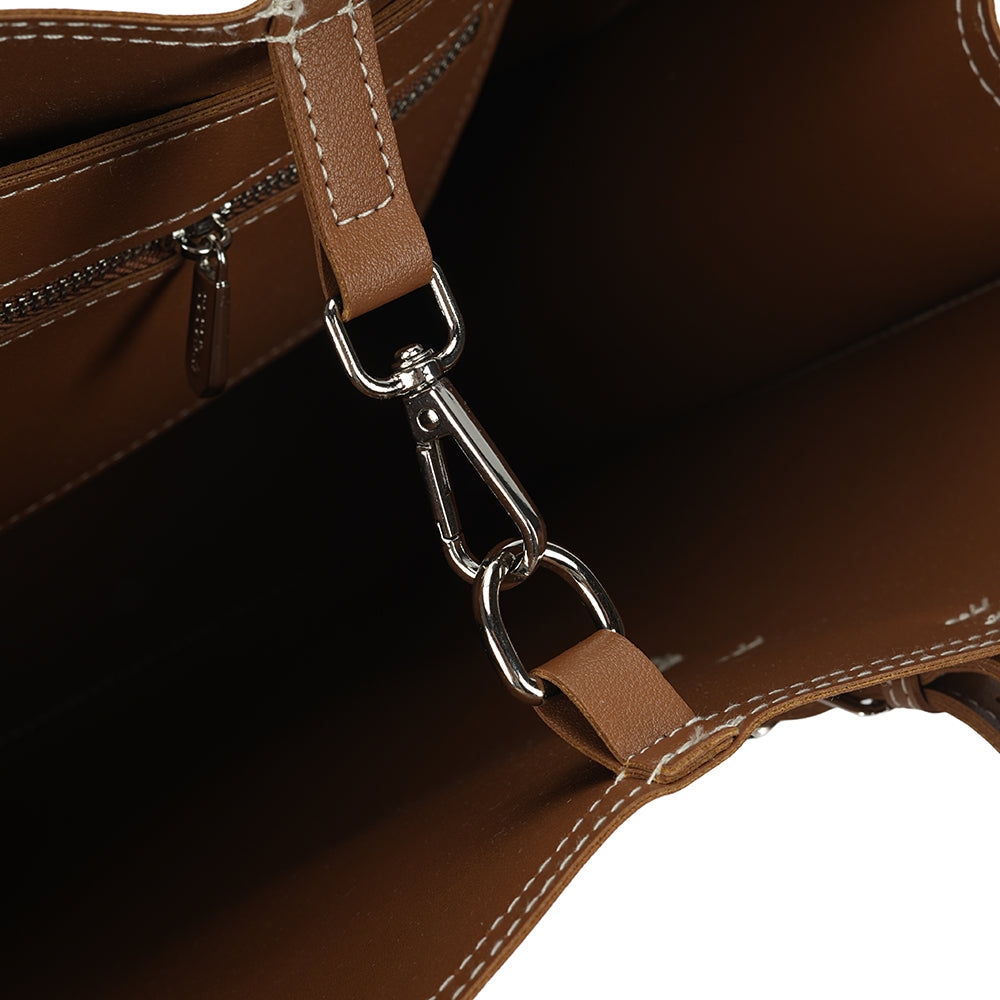 (COCOTAYA)Exquisite solid color leather handbag, large capacity tote bag