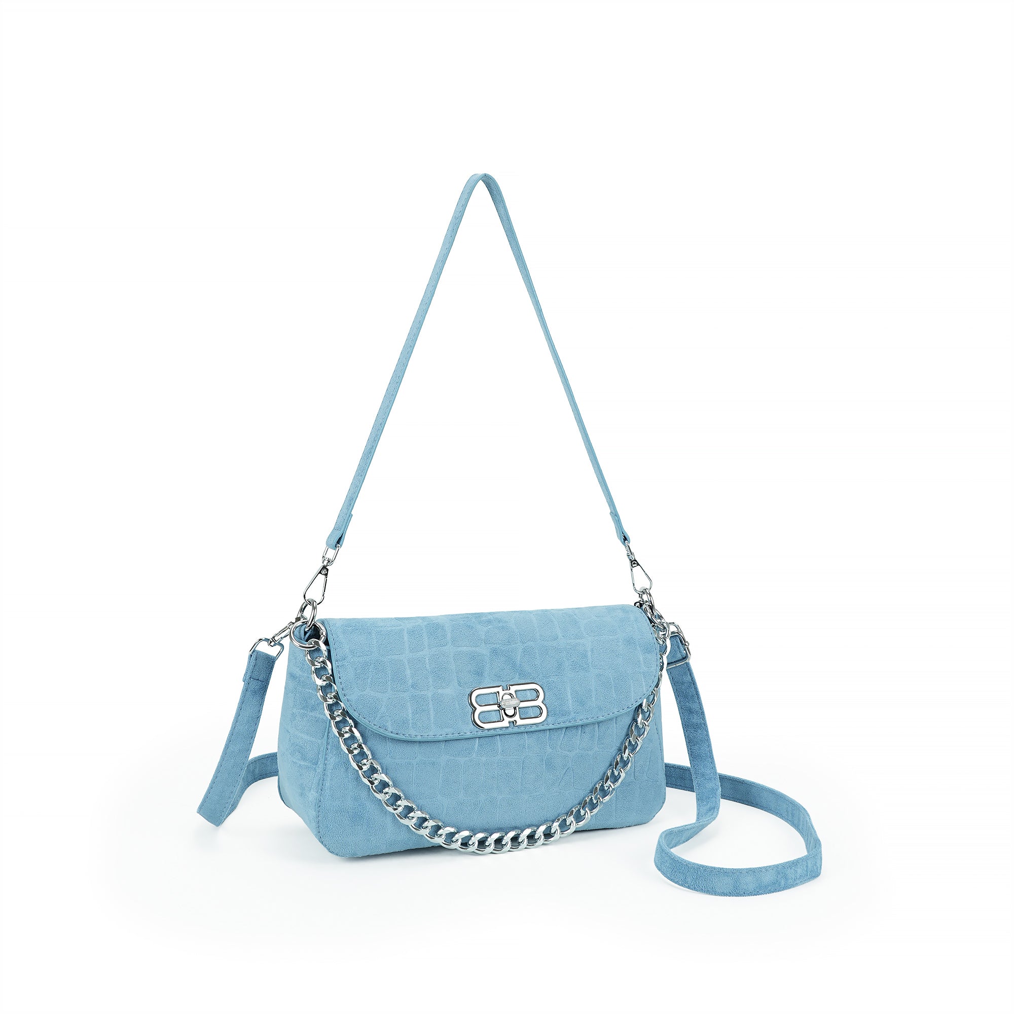 （cocotaya）Soft Flap Shoulder Bag With Matching Mini Pouch, Dual Carry Chain & Thin Strap Convertible Crossbody Handbag For Daily Street Style