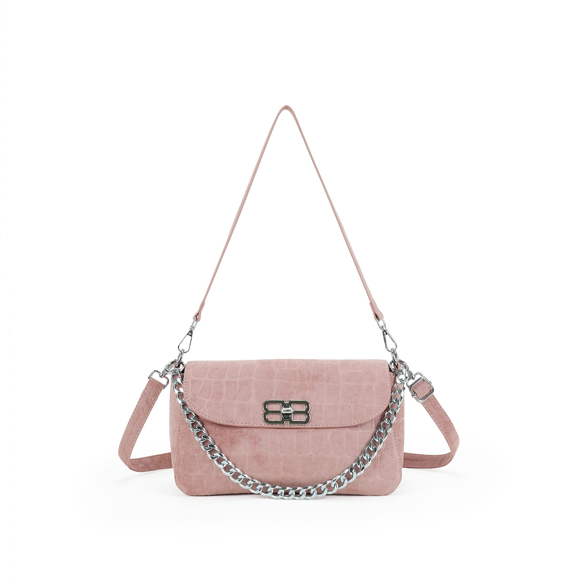 （cocotaya）Soft Flap Shoulder Bag With Matching Mini Pouch, Dual Carry Chain & Thin Strap Convertible Crossbody Handbag For Daily Street Style