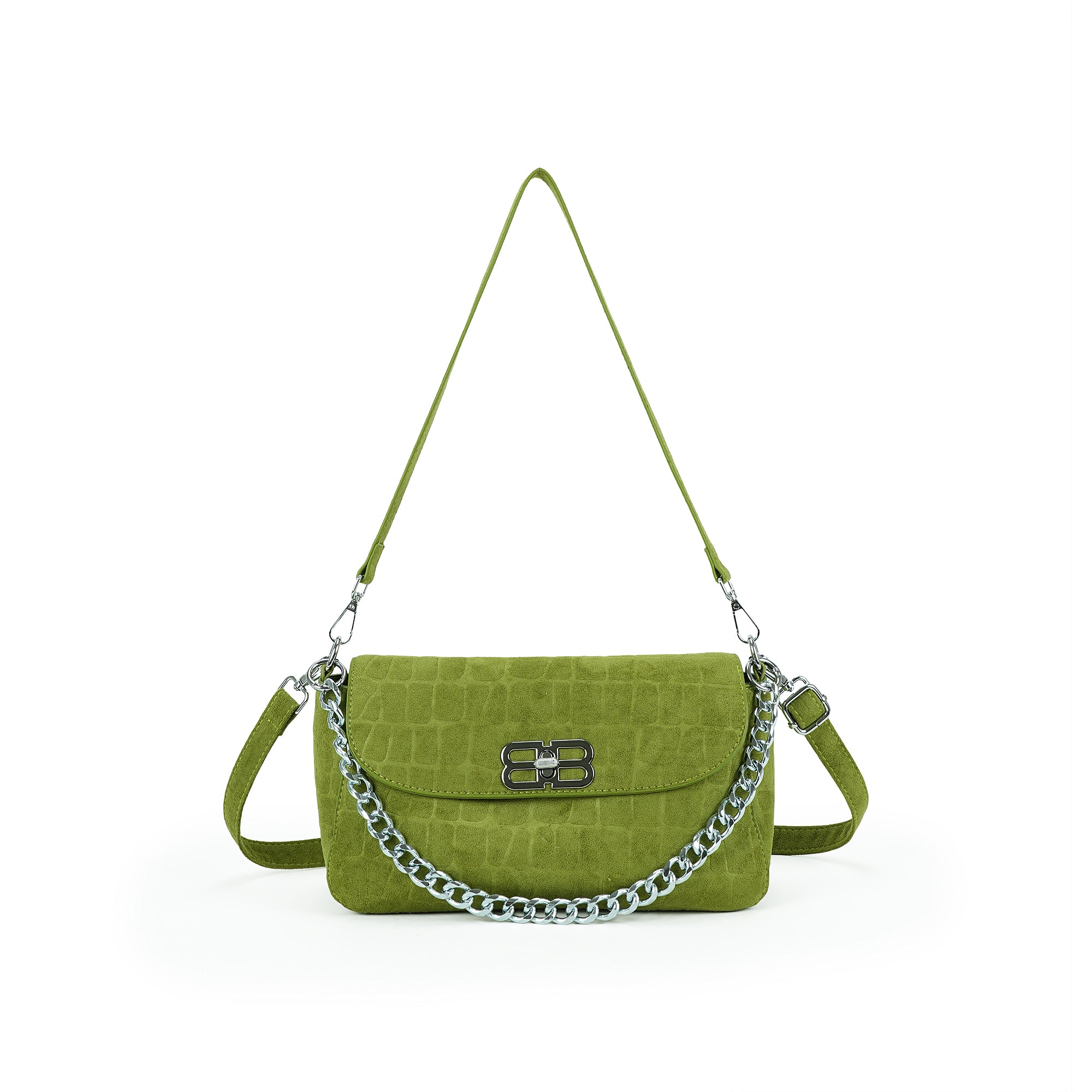（cocotaya）Soft Flap Shoulder Bag With Matching Mini Pouch, Dual Carry Chain & Thin Strap Convertible Crossbody Handbag For Daily Street Style