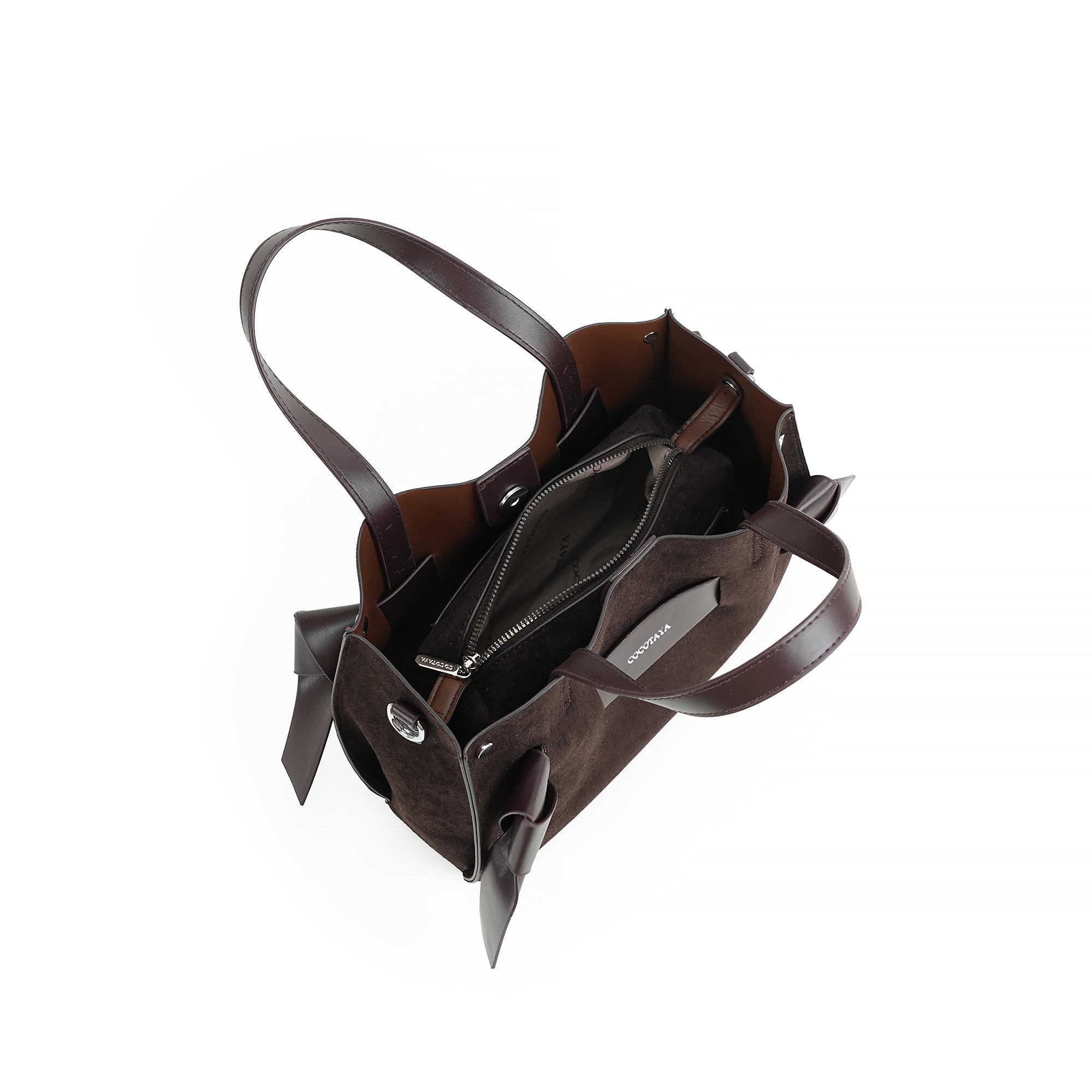 （cocotaya）All-Match Dual Carry Leather Handbag, Bow Detail Convertible Shoulder Crossbody Tote Bag