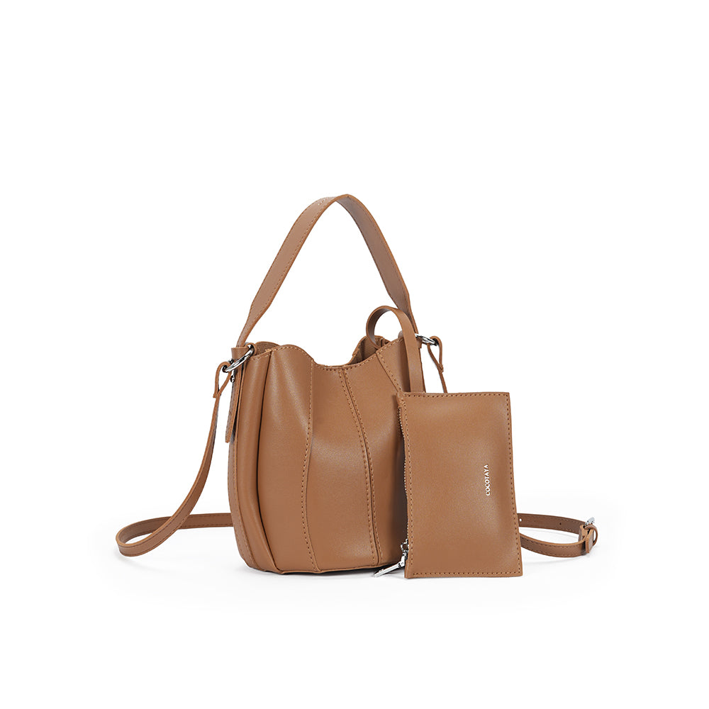 (COCOTAYA)Exquisite leather bucket bag, large capacity, shoulder/crossbody bag