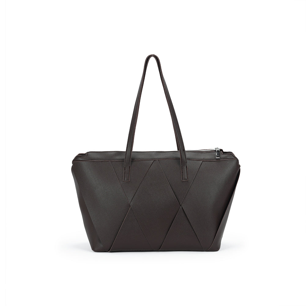 (COCOTAYA)Soft leather shoulder bag with unique cut design and large capacity