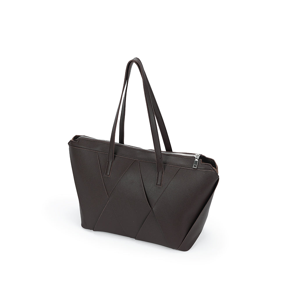 (COCOTAYA)Soft leather shoulder bag with unique cut design and large capacity