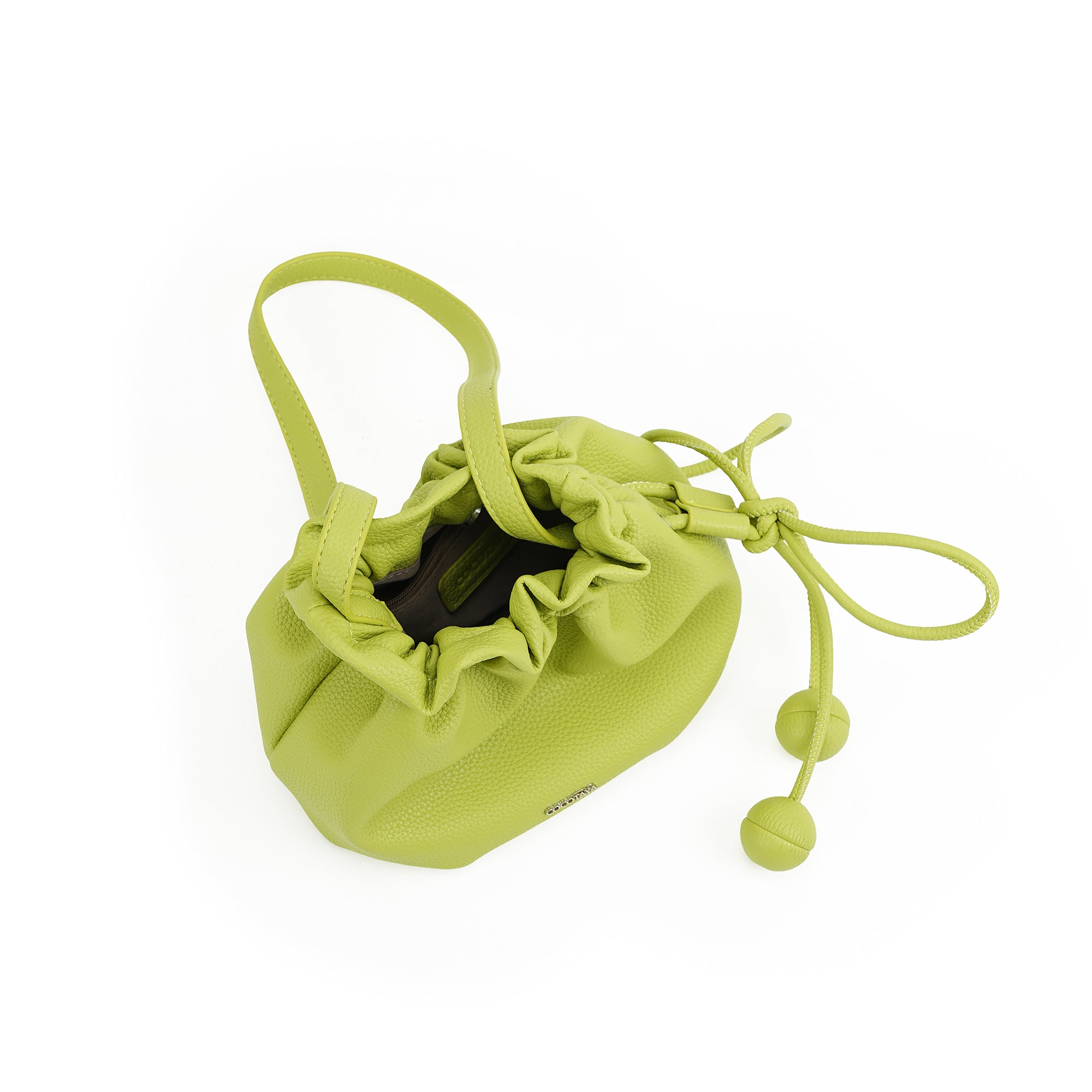 （cocotaya）Drawstring Mini Bucket Crossbody Bag with Bead Decor Thin Strap