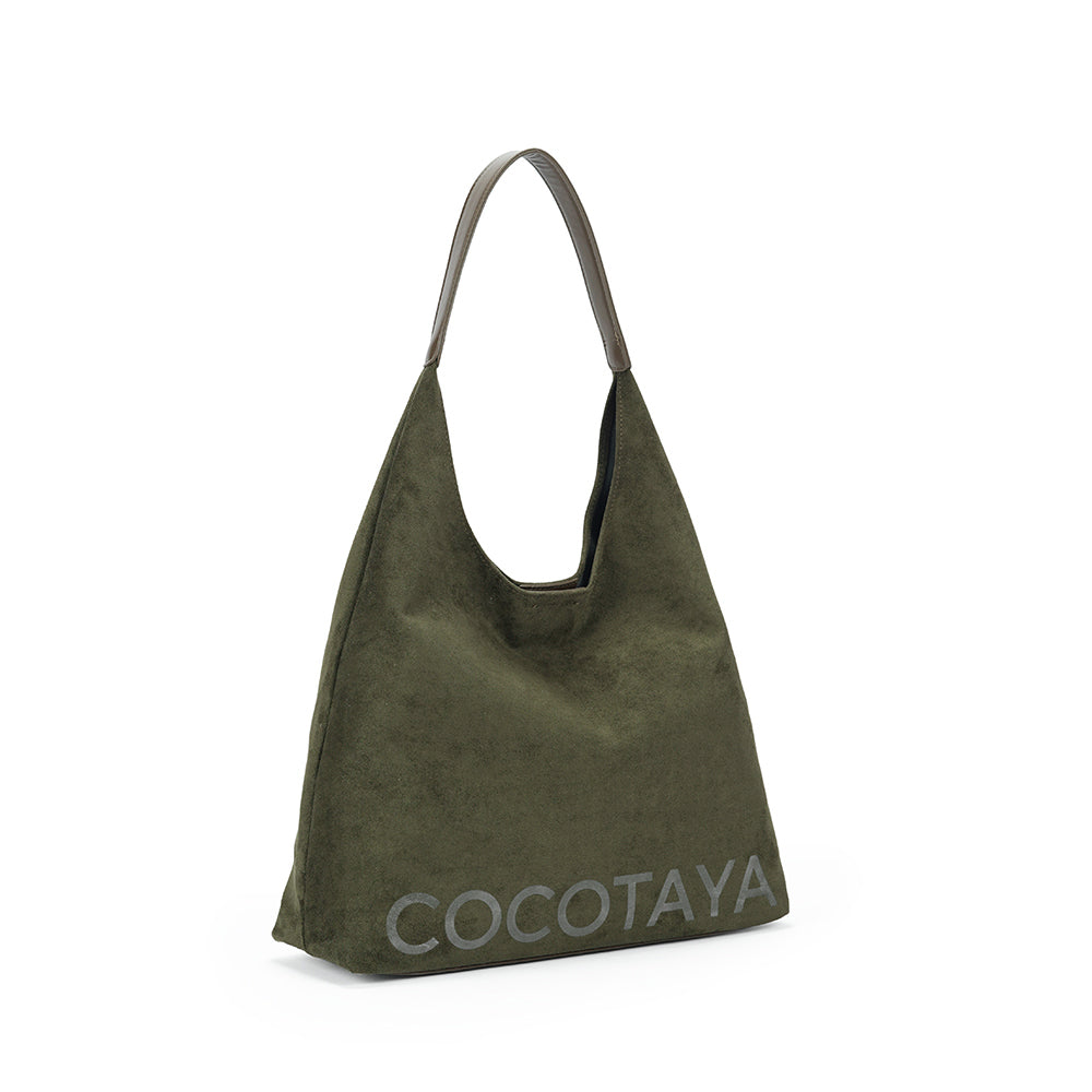 (COCOTAYA)Stylish retro large bag, velvet underarm bag, exquisite leather bag