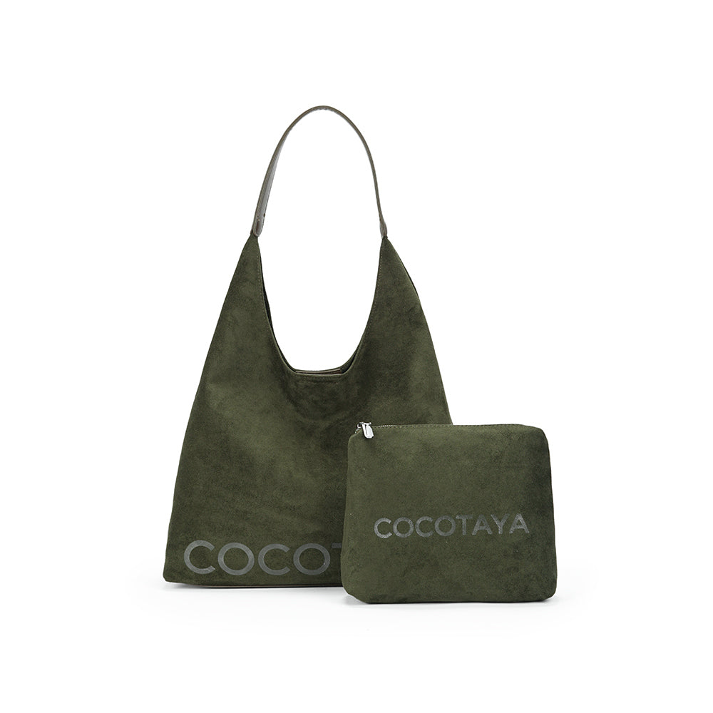 (COCOTAYA)Stylish retro large bag, velvet underarm bag, exquisite leather bag