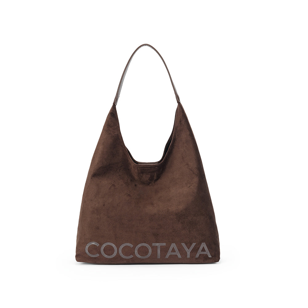 (COCOTAYA)Stylish retro large bag, velvet underarm bag, exquisite leather bag