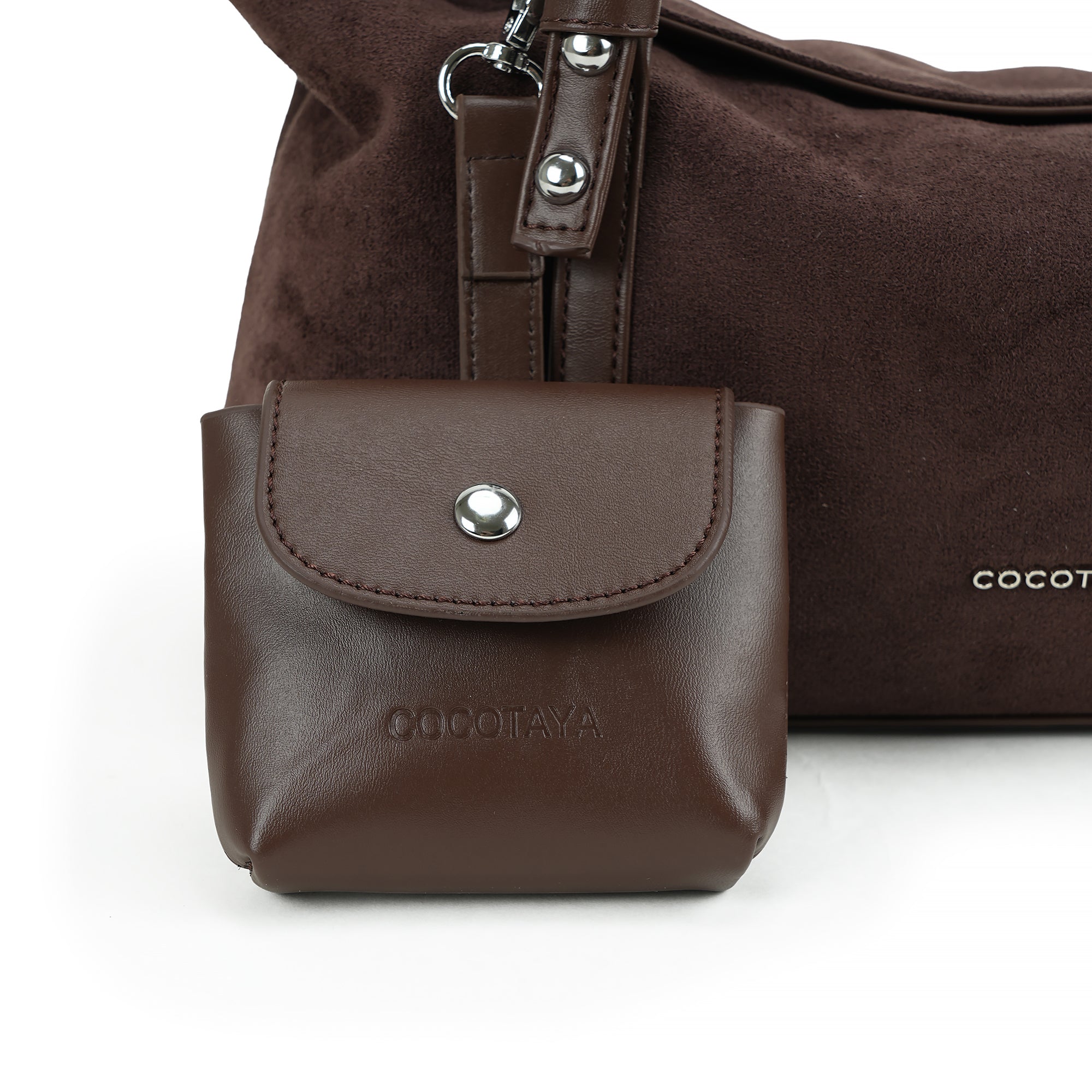 （cocotaya）Vintage Suede Shoulder Bag With Matching Mini Purse