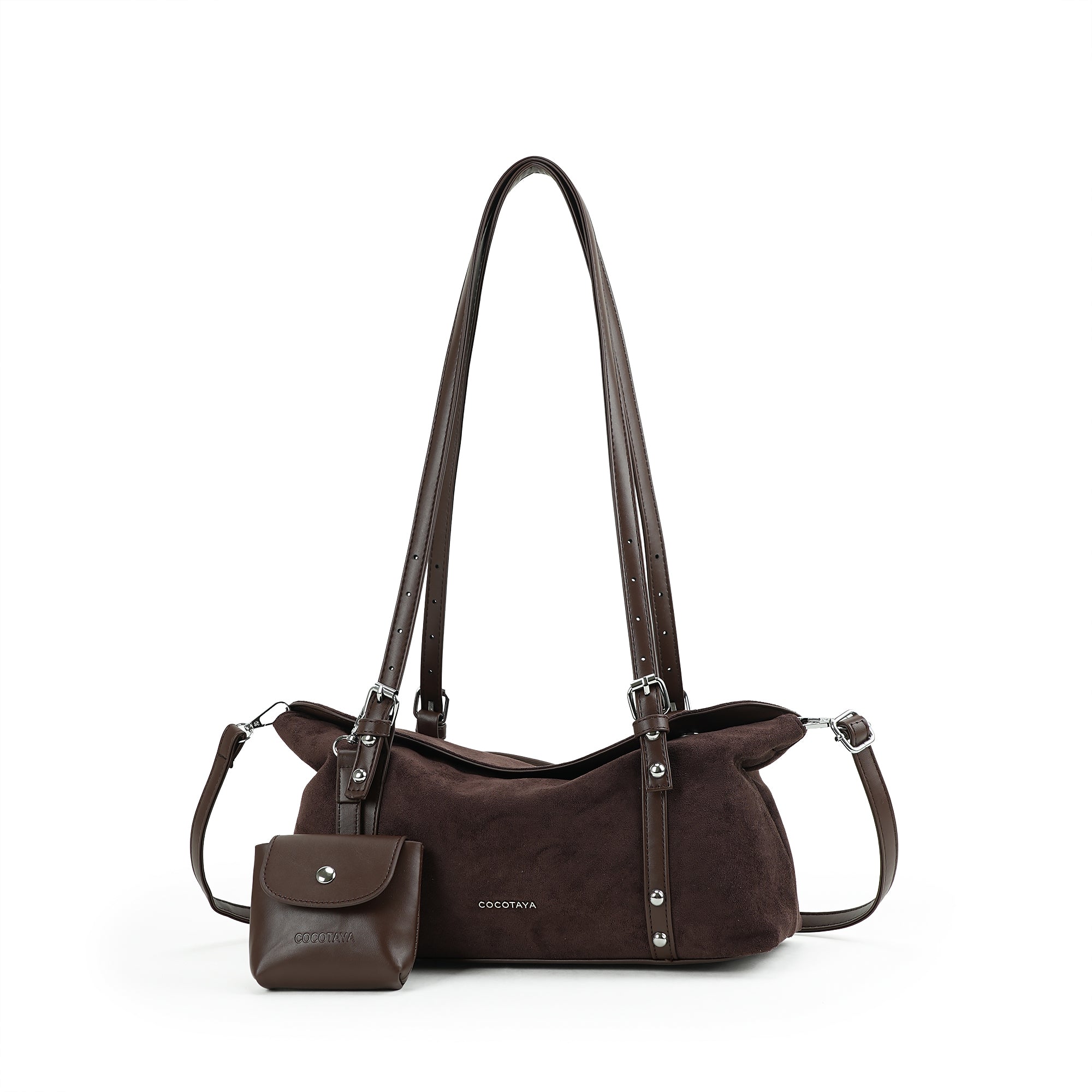 （cocotaya）Vintage Suede Shoulder Bag With Matching Mini Purse