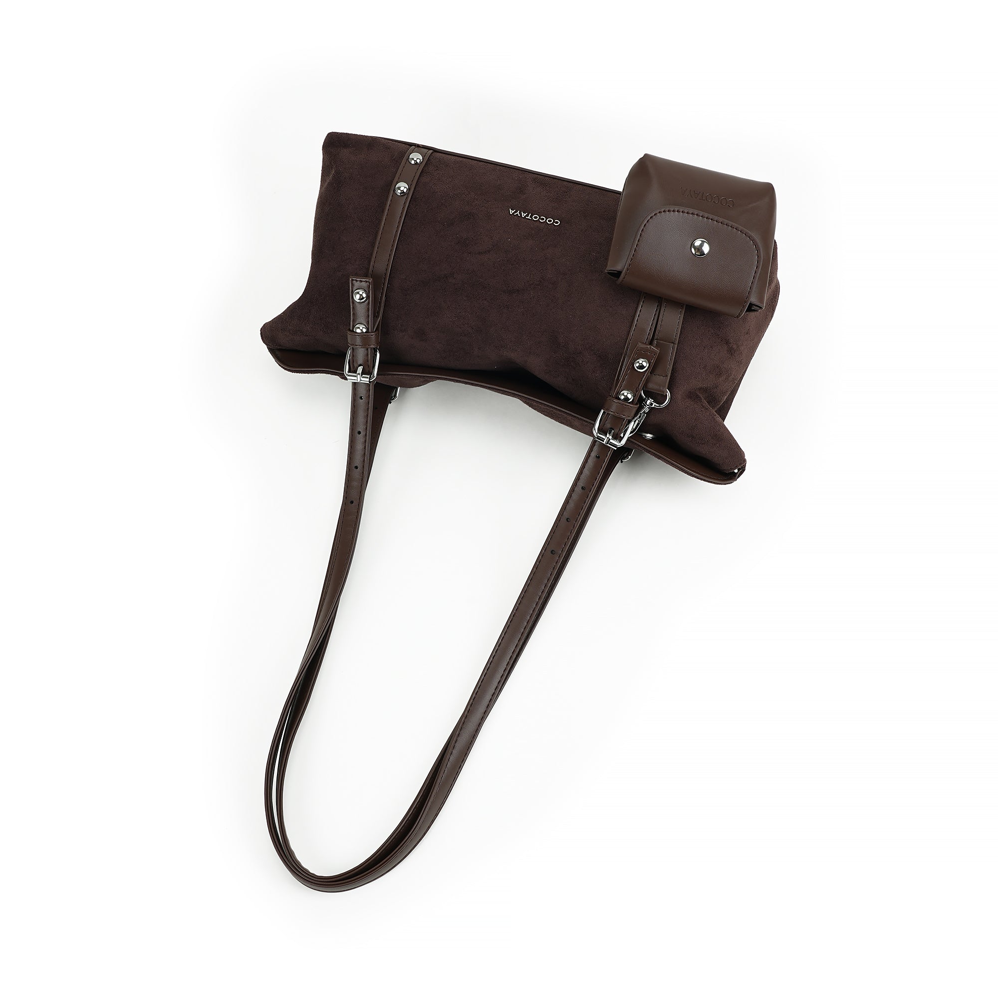 （cocotaya）Vintage Suede Shoulder Bag With Matching Mini Purse