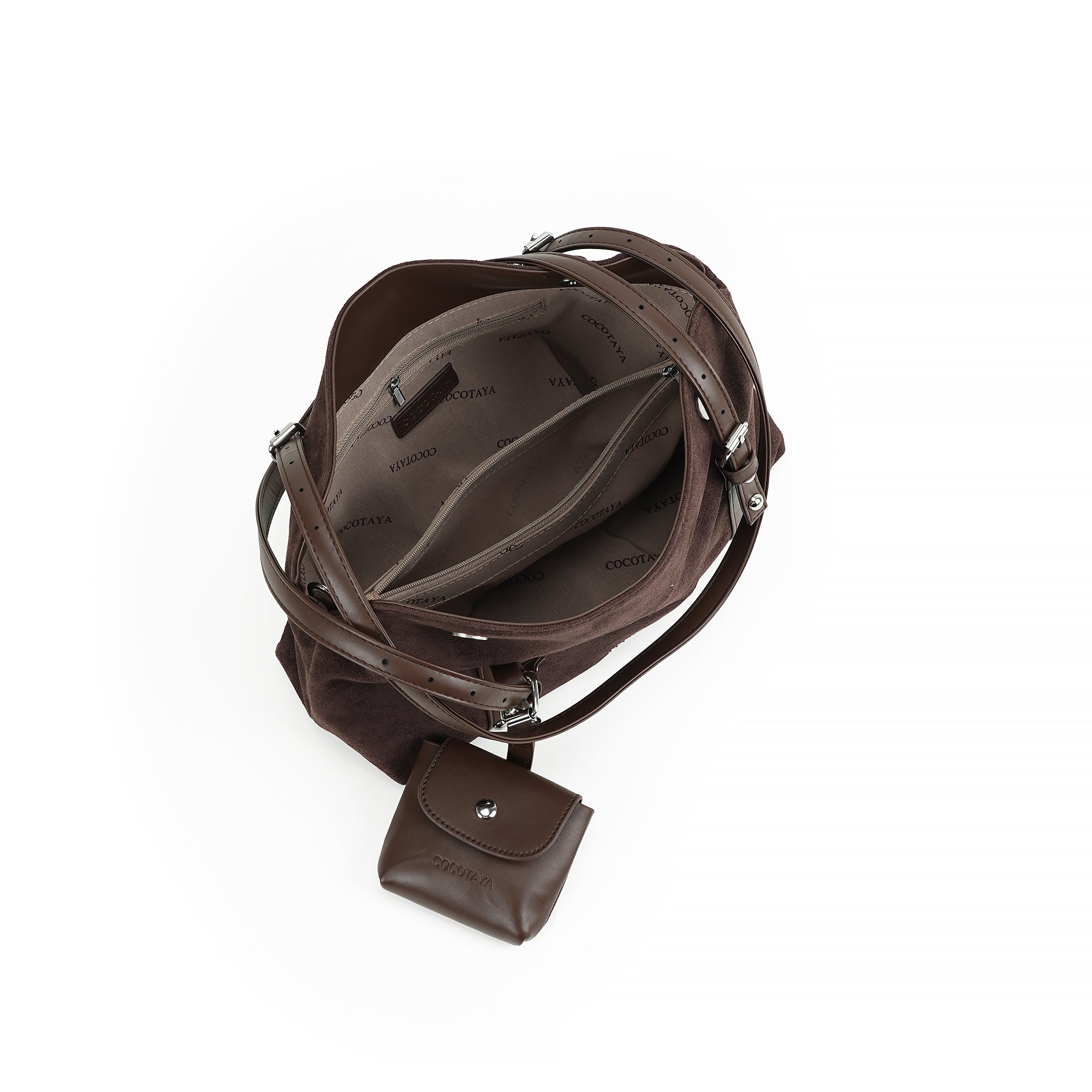 （cocotaya）Vintage Suede Shoulder Bag With Matching Mini Purse